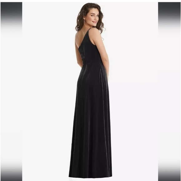 AFTER SIX 1556 ONE-SHOULDER VELVET MAXI DRESS POCKETS BLACK NWT - Picture 11 of 16